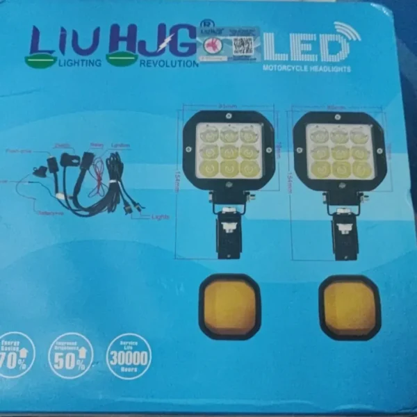 HJG Square 9 LED Fog Light with Wiring Harness and Mounts - Pair (120W) - Image 2