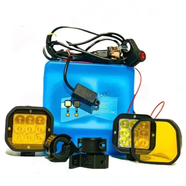 HJG Square 9 LED Fog Light with Wiring Harness and Mounts - Pair (120W) - Image 3