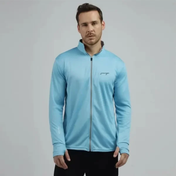 UPF Collar Sea Nevy Blue Sunscreen Jacket for Men - Image 3