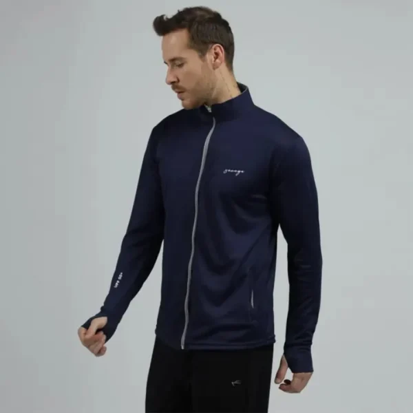UPF Collar Sea Nevy Blue Sunscreen Jacket for Men