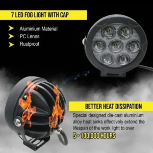 HJG 7 Led White/Yellow Fog Light (70W) with Yellow Filter and Dimmer