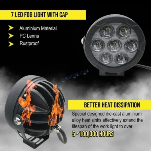 HJG 7 Led White/Yellow Fog Light (70W) with yellow filter - Image 2