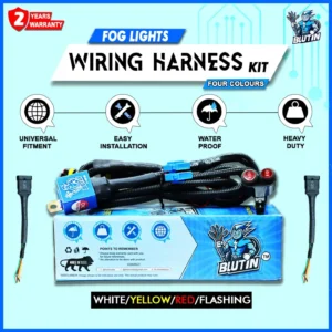 Blutin Black Aluminium Motorcycle Wire Harness (Fog Light Wiring Kit)