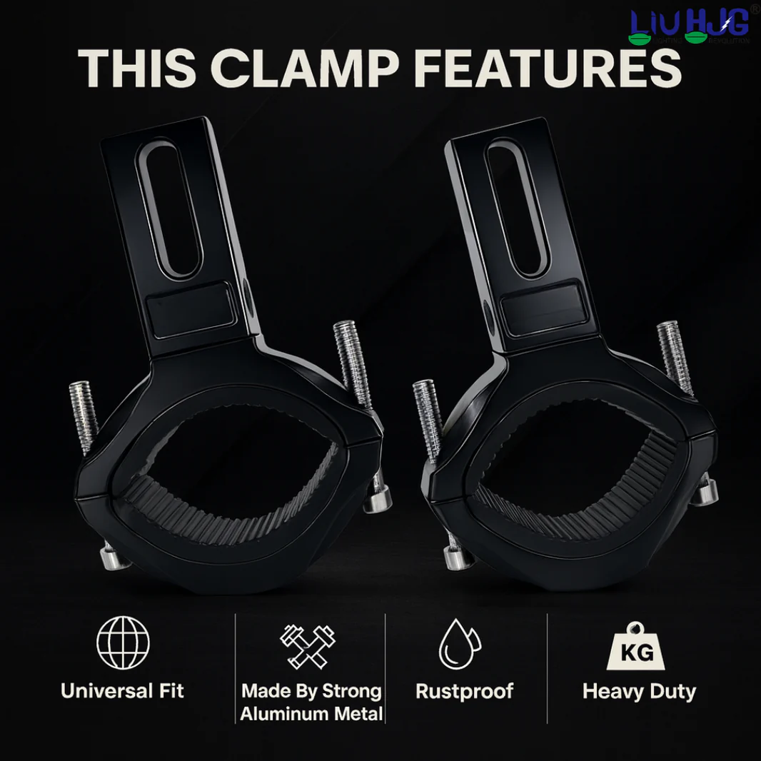 LIU HJG Fog Lamp Clamps with Non Slip Rubber & Installation Tools Adjustable Brackets Heavy Duty Clamps Rustproof Universal fit for all Motorcycle, Car Jeep, SUV & Others Vehicle (Pack of 1 Set) - Image 2