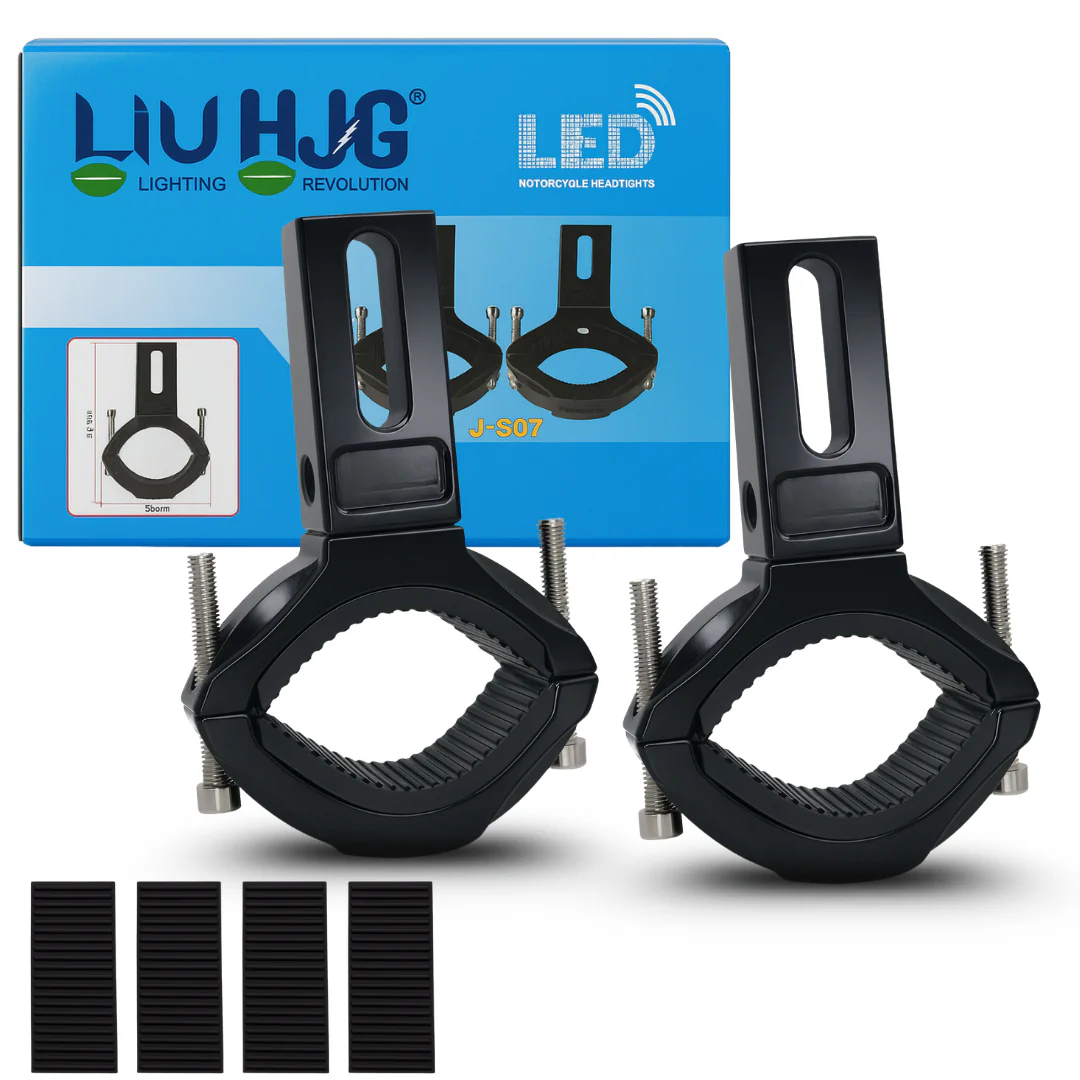 LIU HJG Fog Lamp Clamps with Non Slip Rubber & Installation Tools Adjustable Brackets Heavy Duty Clamps Rustproof Universal fit for all Motorcycle, Car Jeep, SUV & Others Vehicle (Pack of 1 Set)