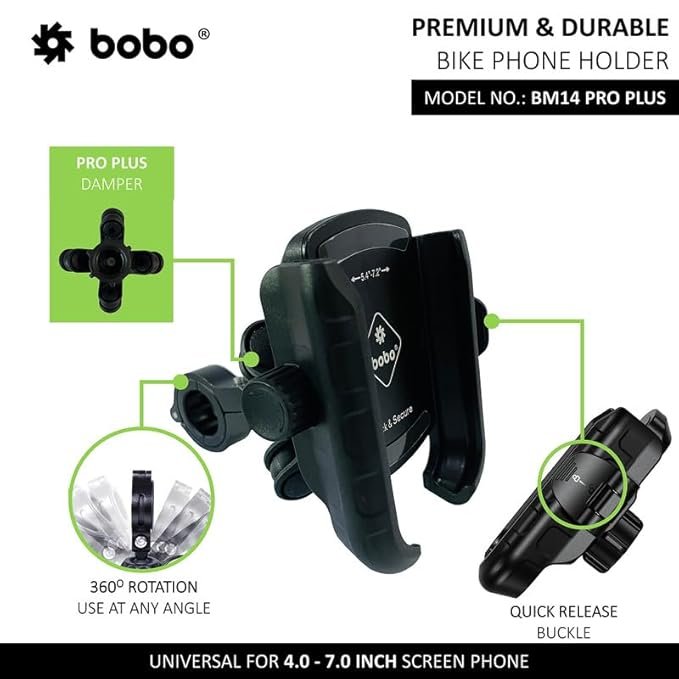 BOBO BM14 PRO Plus Quick Release with PRO Plus Vibration Damper Waterproof Bike/Motorcycle/Scooter Mobile Phone Holder Mount, Ideal for Maps and GPS Navigation - Image 2
