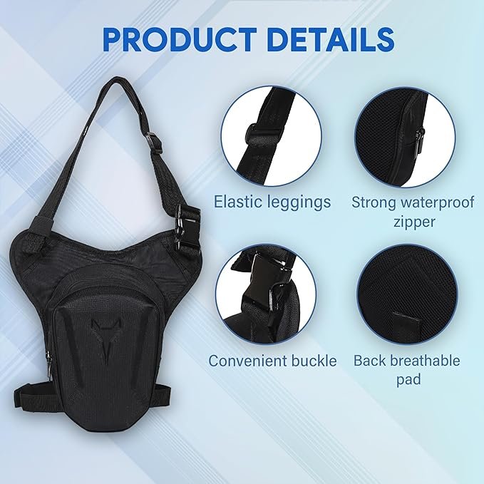 UniGear Hard Shell Unisex Waist Bag, Thigh Bag, Multipurpose Utility Waist Pouch, Cross Body, Strap to Leg Or Hip for Motorcycling, Outdoor, Hiking, for Adventure & Travel - Image 3