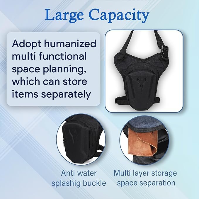 UniGear Hard Shell Unisex Waist Bag, Thigh Bag, Multipurpose Utility Waist Pouch, Cross Body, Strap to Leg Or Hip for Motorcycling, Outdoor, Hiking, for Adventure & Travel - Image 4