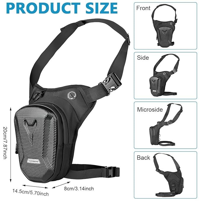 GUSTAVE® Waist Bag for Men, Thigh Bag for Bikers, Waterproof Large Capacity EVA Tactical Outdoor Sports Leg Bag - Image 3