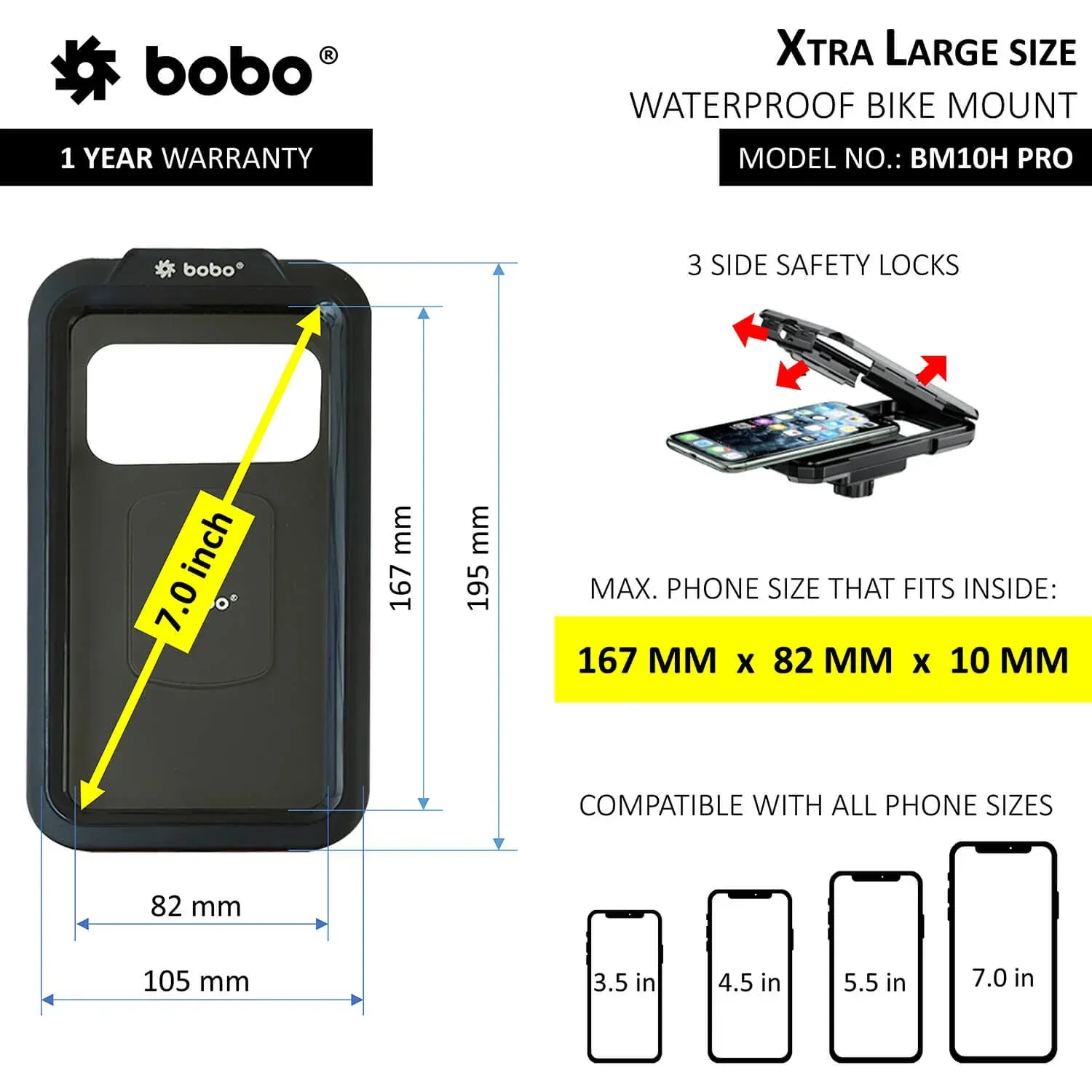 BOBO BM10H PRO Fully Waterproof Bike Phone Holder with Vibration Controller - Image 3