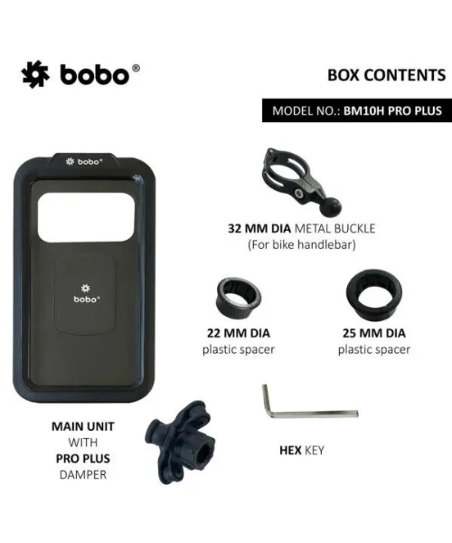BOBO BM10H PRO PLUS Fully Waterproof Bike Cycle Phone Holder with PRO PLUS Vibration Damper Motorcycle Mobile Mount - Black - Image 2